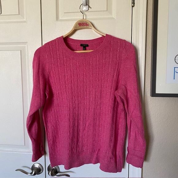 Talbots Crew Neck Cable Knit Pullover Sweater Pink 3-Button Cuff Women's Plus 1X - Picture 8 of 8